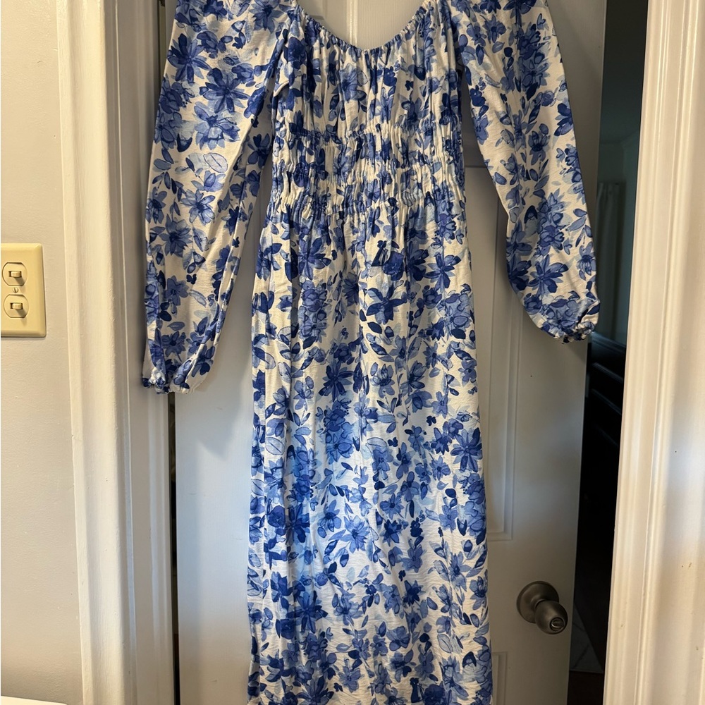 Floral Blue and White Women's Dress